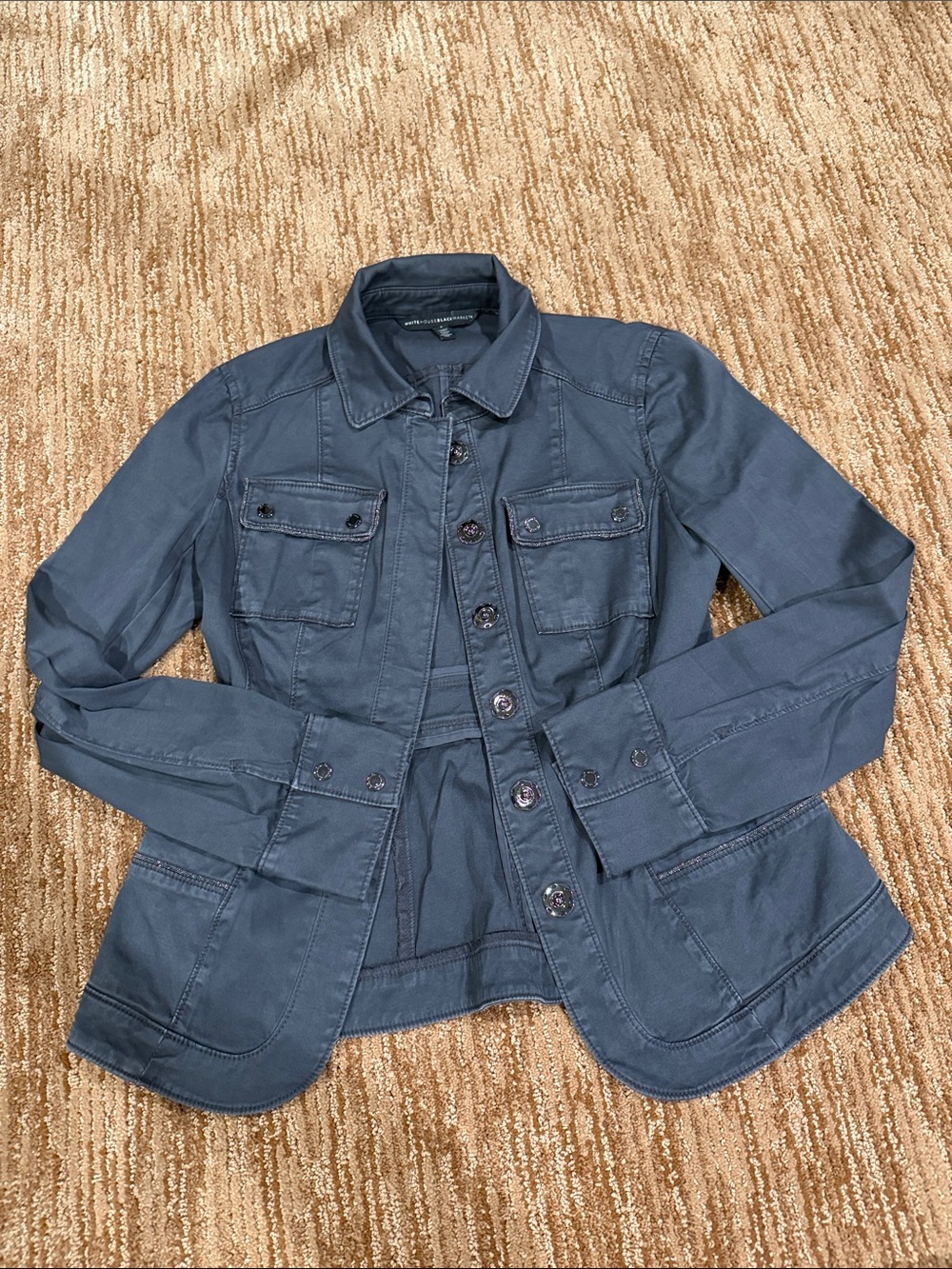 White House Black Market Slate Blue Utility Jacket